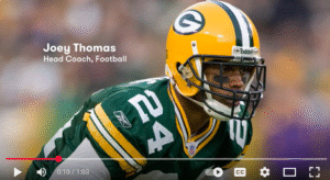 Youtube video screen shot of a football player in the FUTURES CBIM program